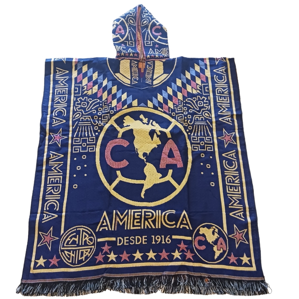 Club America Mexican Poncho - Stylish Fan Gear for Game Day | Dark Blue